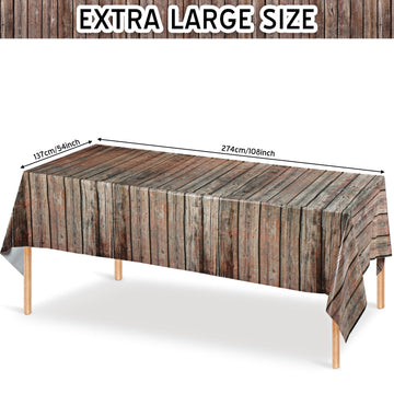 Tiamon 6 Pcs Western Party Tablecloth Western Cowboy Party Table Cover Cowboy Theme Plastic Tablecloth Wild West Wood Grain Tabl