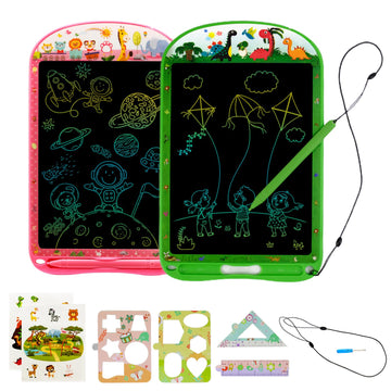 2 Pack Lcd Writing Tablet For Kids,10 Inch Colorful Doodle Board Drawing Pad For Kids Sensory Toys Educational Erasable Sketch P