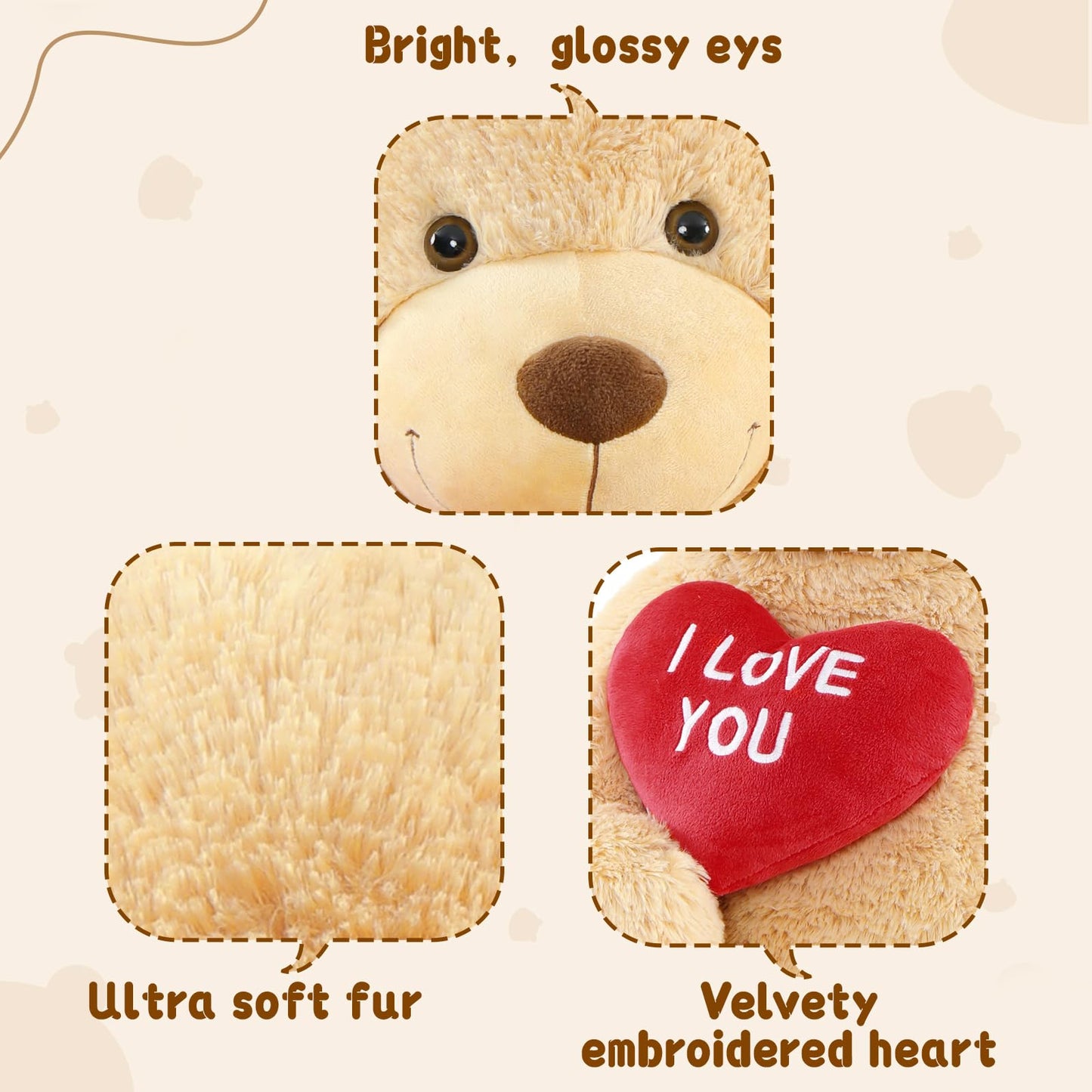 Maogolan Giant Teddy Bear 52' Stuffed Animal - I Love You Red Heart Big Teddy Bear Plush For Valentines Gift,Anniversary,Long Distance