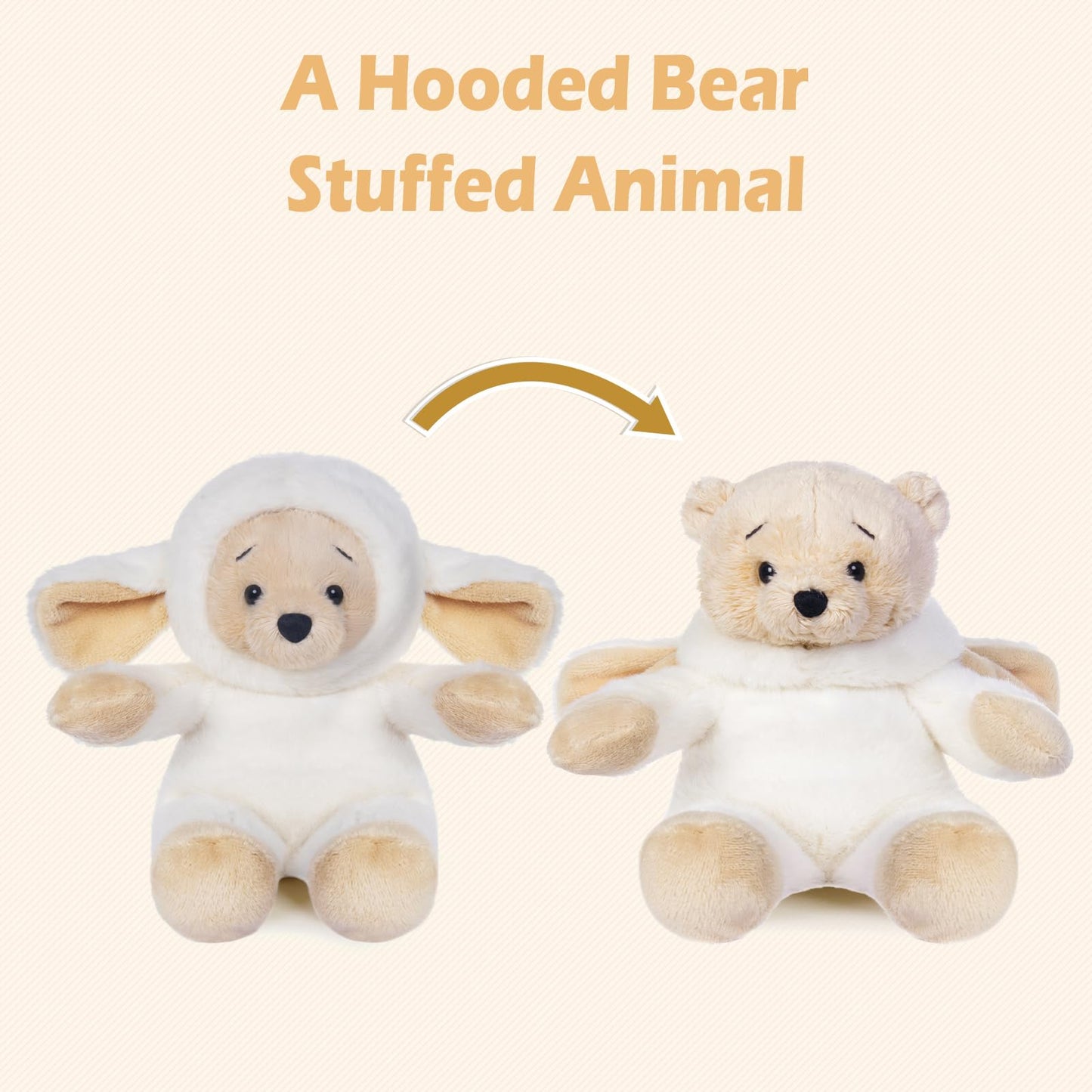 My Oli 7'' Plush Bear Costumed Lamb Hooded Stuffed Animal Bear Stuffed Lamb Plush Toys Gift For Kids Boys Girls