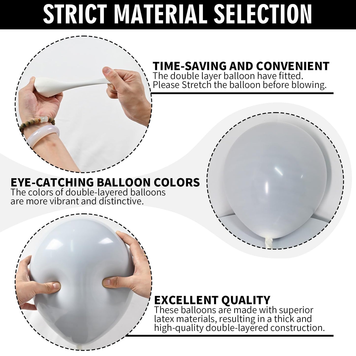 Gray Balloons 50Pcs, 10Inch Double Stuffed Pastel Gray Latex Helium Balloons, Matte Dark Grey Party Balloons Sand Grey Balloon S