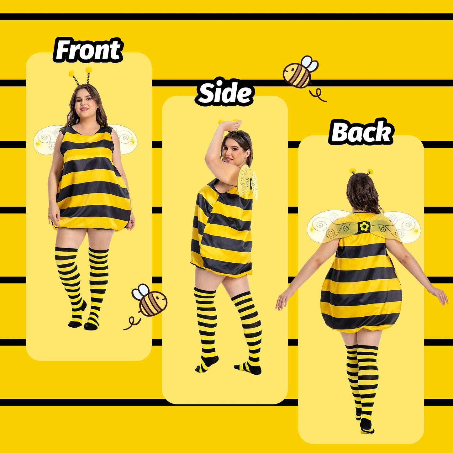 Seawhisper Halloween Costumes For Women Plus Size Bumble Bee Costume For Women 16 18