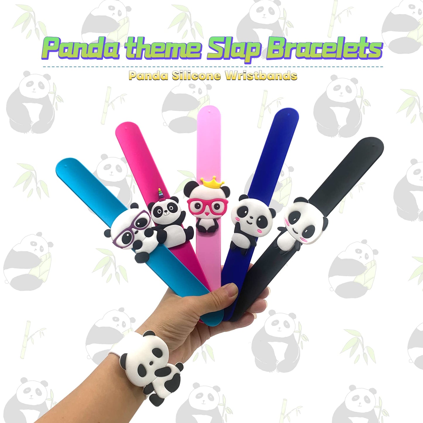 PAITUEND Panda Slap Bracelets for Kids Party Favors-Panda Theme Birthday Decorations(6pack) for Boys&Girls Panda Theme Party Sup