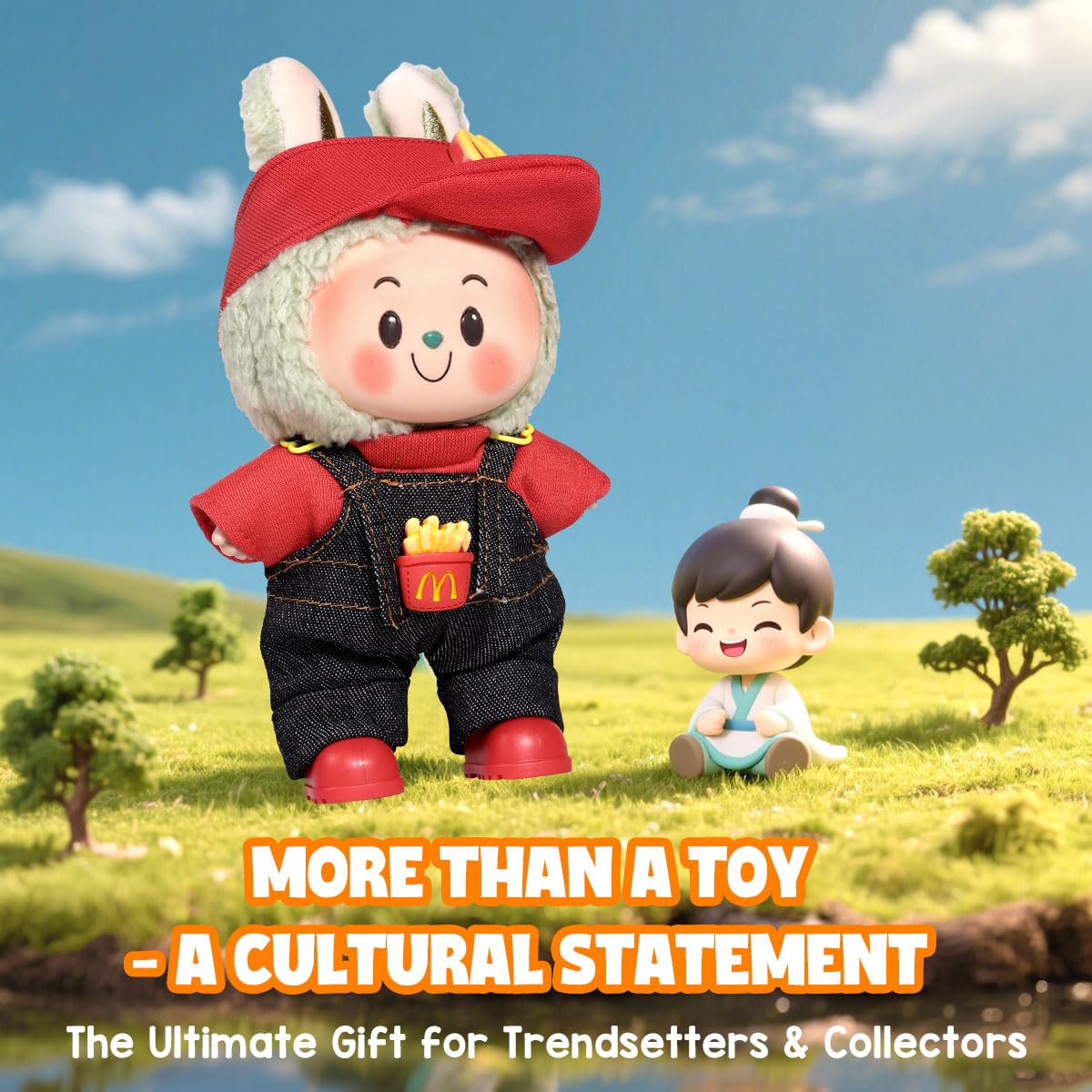 AICase for Labubu Clothes Designer/for Labubu Outfits Clothes Set for 17cm Lububu Doll 3 Piece Set Hat Clothing for LA BUBU Boys and Girls Stylish Adorable Dolls Clothes Accessories (No Doll)