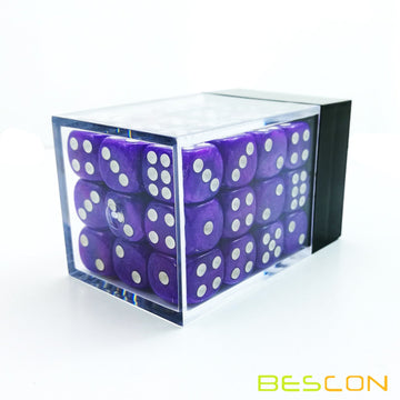 Bescon 12Mm 6 Sided Dice 36 In Brick Box, 12Mm Six Sided Die (36) Block Of Dice, Marble Purple