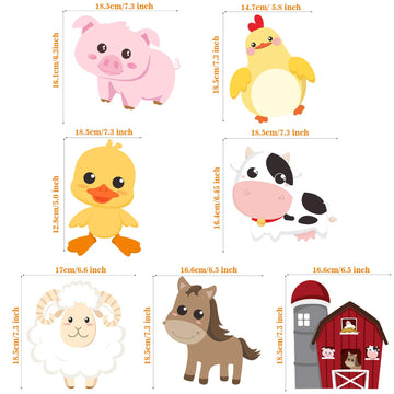 Blulu Farm Animals Decor Set - 35 Pcs Paper Cutouts for Baby Shower, Classroom, Birthday, Multi Color