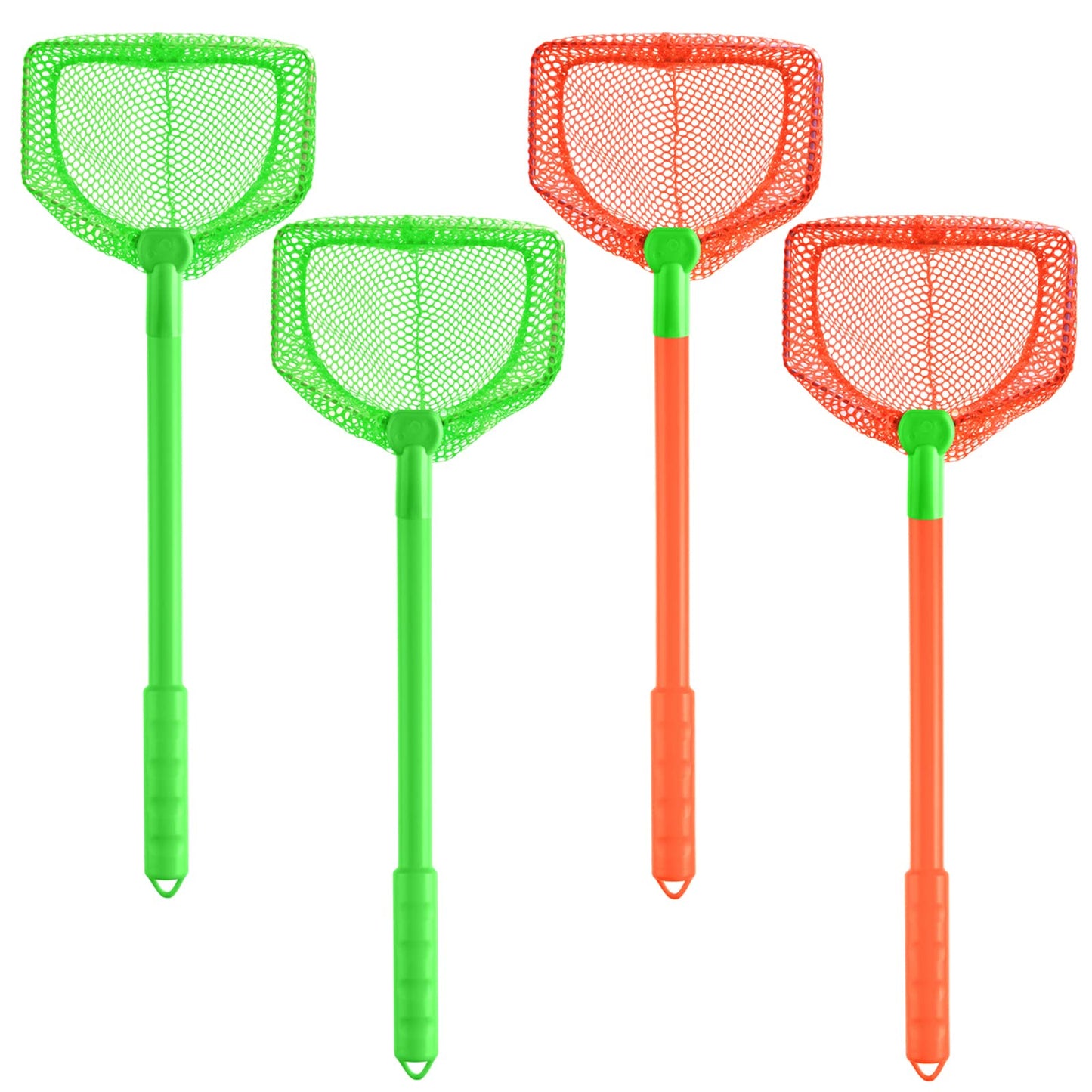 Coopay 4 Pieces Kids Fishing Net Catching Bug Fish Butterfly Nets Beach Toys For Kids Outdoor Playing (Green, Orange)