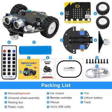 Yahboom Microbit V2 Start Robotic For Kids Stem Education Toy Car Kit Diy Programmable With Tutorial Super Cost-Effective (Robot With Micro:Bit V2)