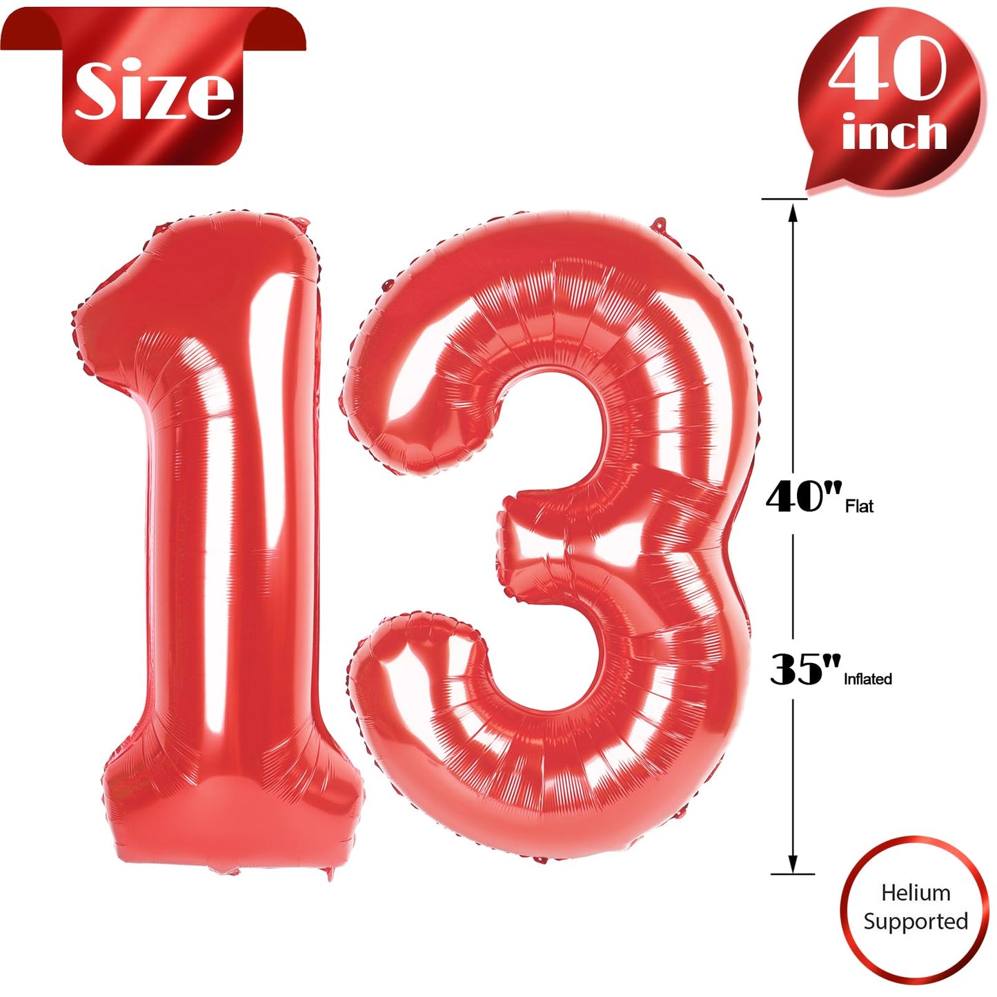 13 Balloon Number, Red Number 13Th 31Th Birthday Balloons 40 Inch, 13 Or 31 Years Old Red Birthday Decorations For Boys Girls, 1