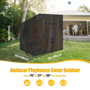 Andacar Outdoor Playhouse Cover for Kidkraft Wooden Playhouse, Waterproof Kids Playhouse Cover Dustproof Play Houses Cover for K