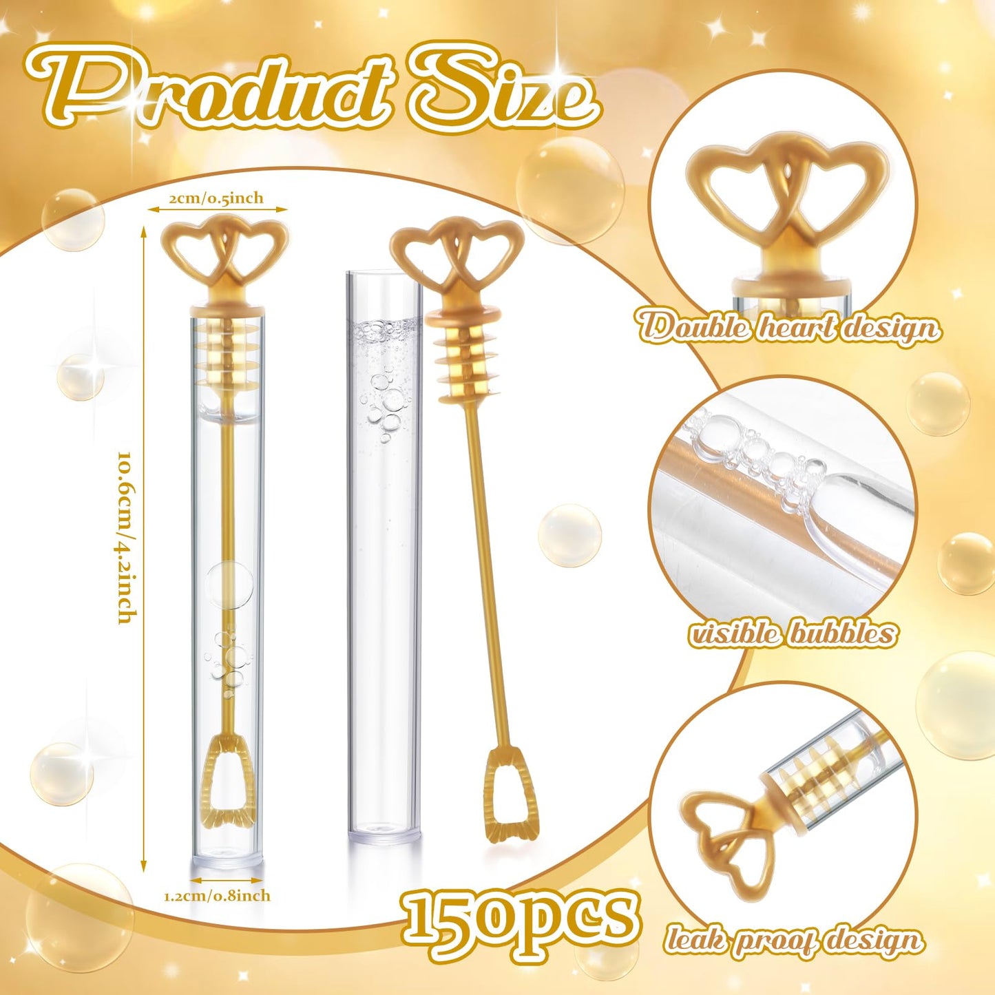 Pullcrease 150 Pcs Bubble Wands Bulk For Wedding Party Mini Heart Wand With Bubble Solution For Wedding Bridal Showers Valentine