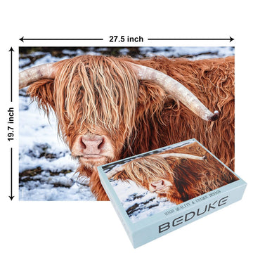 Beduke Jigsaw Puzzles For Adults 1000 Pieces Highland Cow 1000 Piece Puzzle Thick Sturdy Precise Interlocking Family Game Age 14
