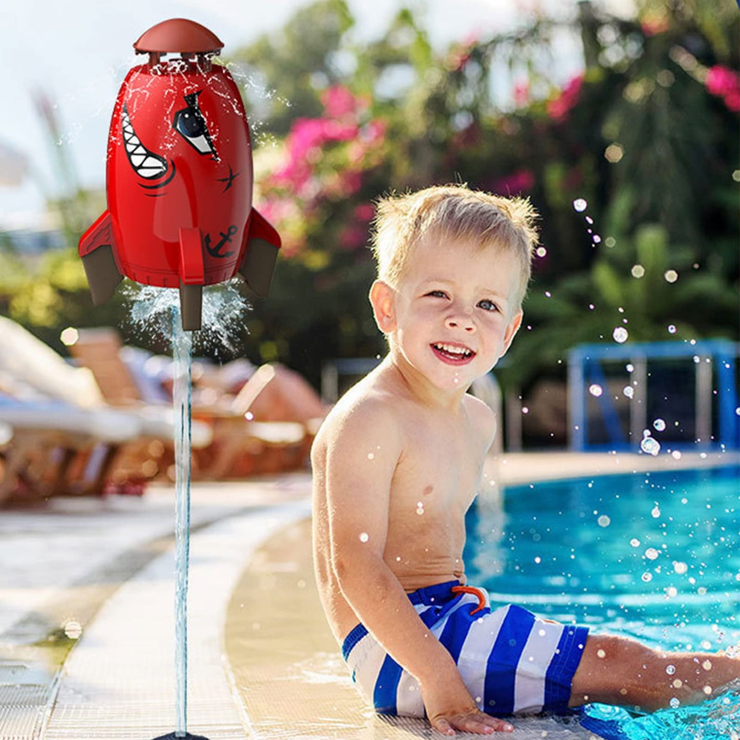 Sprinkler For Kids - Rocket Outdoor Water Toys Outdoor Yard Sprinkler 360-Degree Rotation Attaches To Garden Hose Splashing Fun Toys For 3 4 5 6 7 8 9 10 Year Old Boys Girls Gift