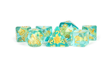 Metallic Dice games LIc742 Polyhedral Turtle Dice Set, Blue & green - Set of 7
