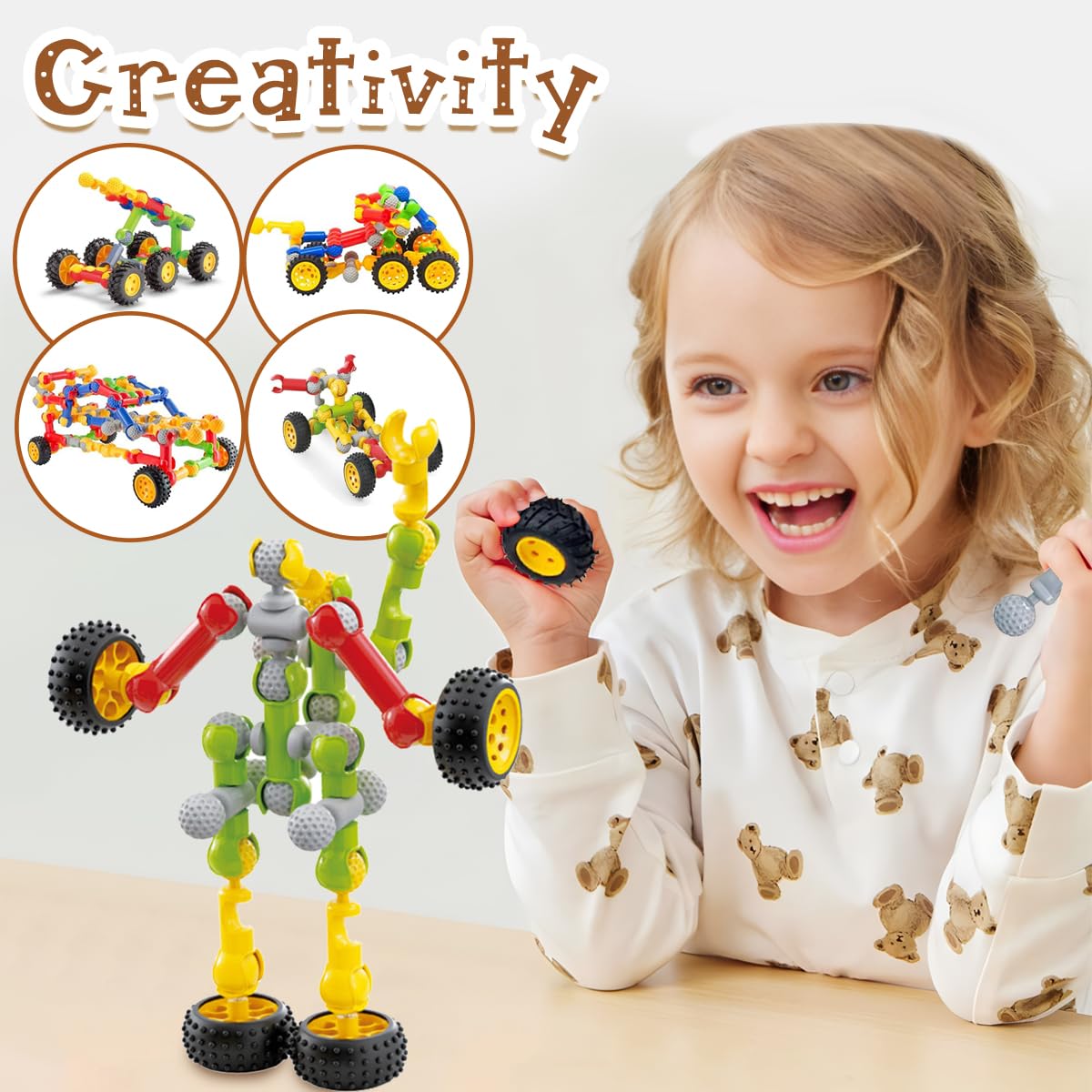Kutoi Stem Toys - 167 Pcs Building Blocks Set With Wheels Stem Building Toys - Ideal Stem Toys For 5 Year Old - Educational And