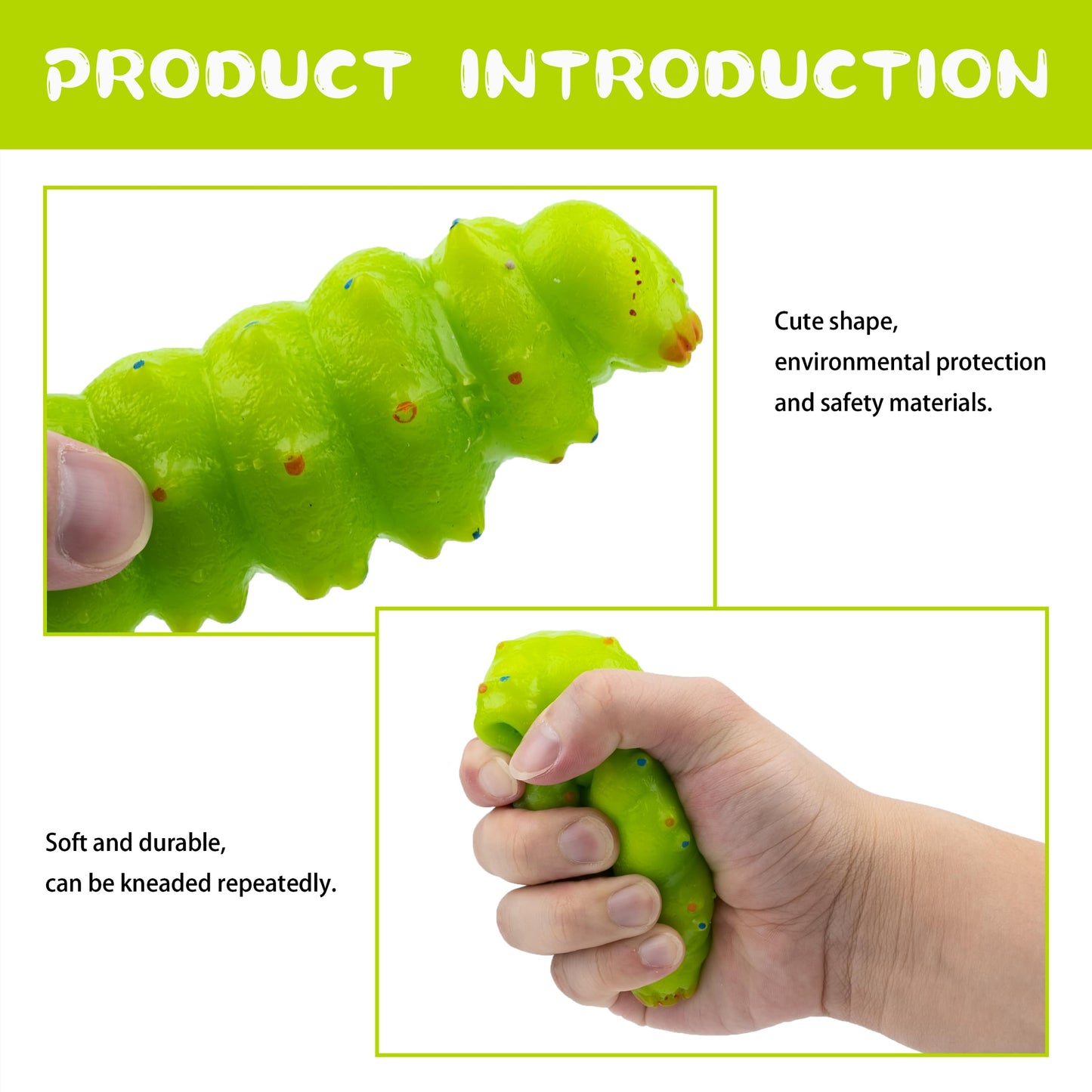 Funscene Soft Rubber Squishy Caterpillar Toy, Tpr Super Stretch Caterpillar Toy For Kids, Squeeze Toys, Perfect For Gifts, Party
