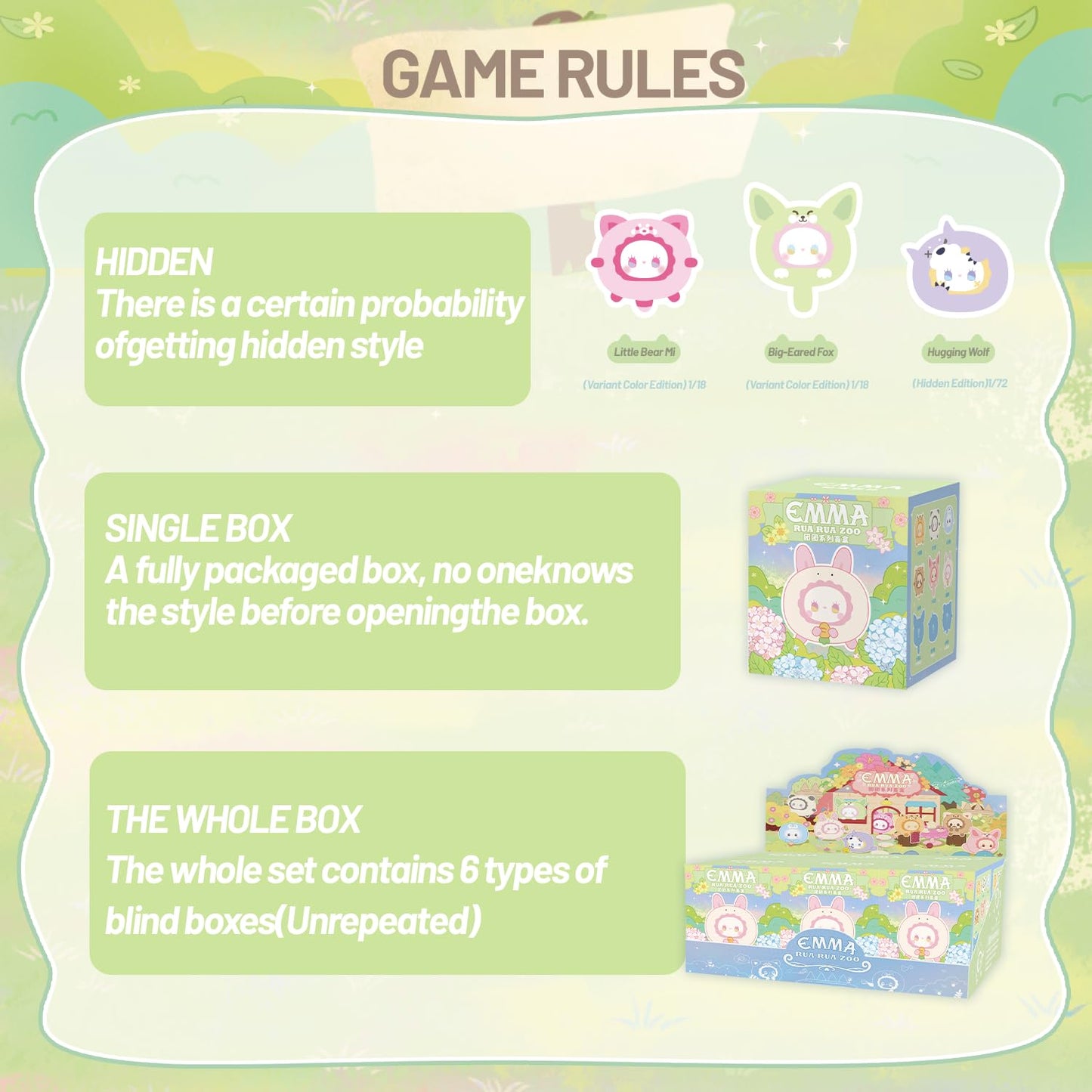 Lucky Emma Rua Rua Zoo Tuan Tuan Series Blind Box 6Pcs Blind Bag Collection Toys Desktop Cute Blind Box Figures For Birthday Gif
