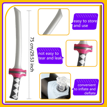 Cotiny 24 Pack Inflatable Ninja decorative replica blades Inflatable decorative replica blade Samurai Katana Blow Up decorative replica blades for Ninja Cosplay Swimming Pool Party Supplies Halloween Costume Accessories (Color Style 2)