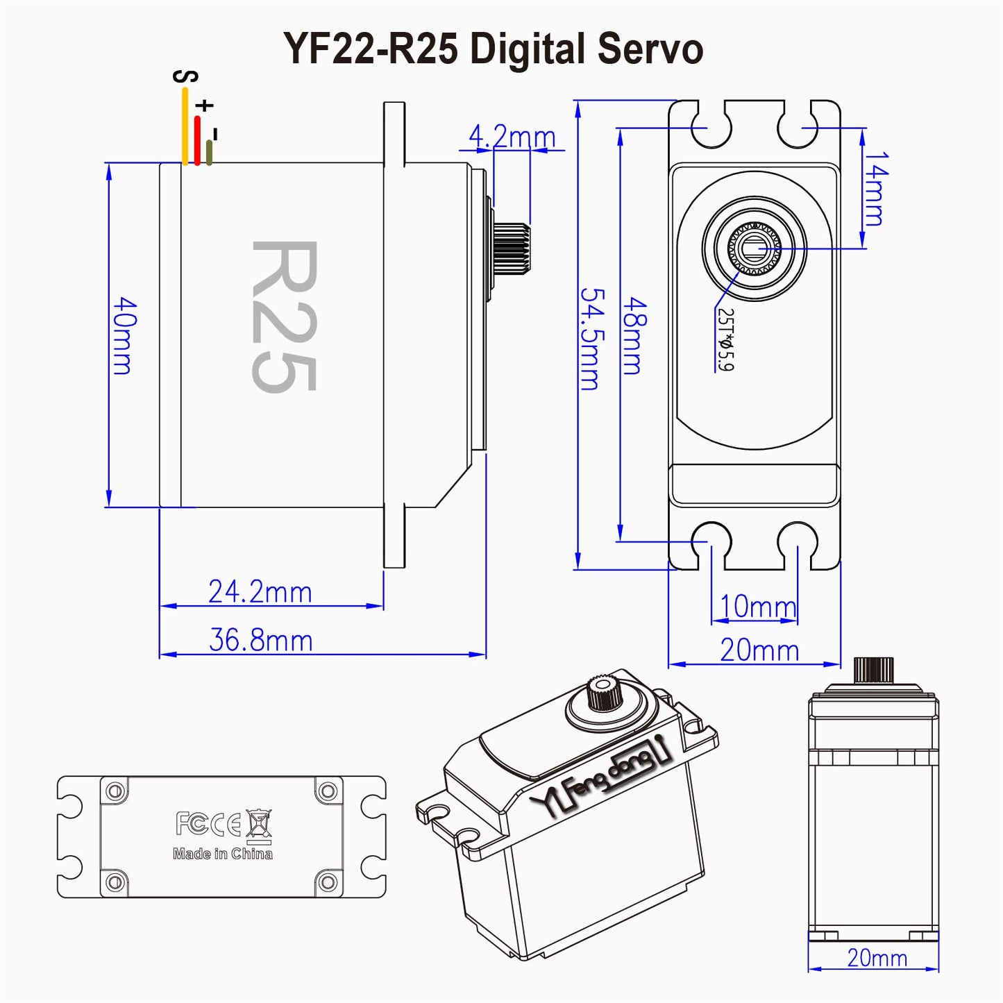 Waterproof Steering-RC-Servo High 180 Degrees-Torque-Programmable - Full Metal Gear Digital Brushed Servo for 1/8 1/10 RC Models