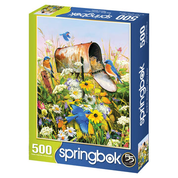 Springbok 500 Piece Jigsaw Puzzle - Blue Birds, Engineered Wood, Multi Color, Model 33-01579, Made in USA