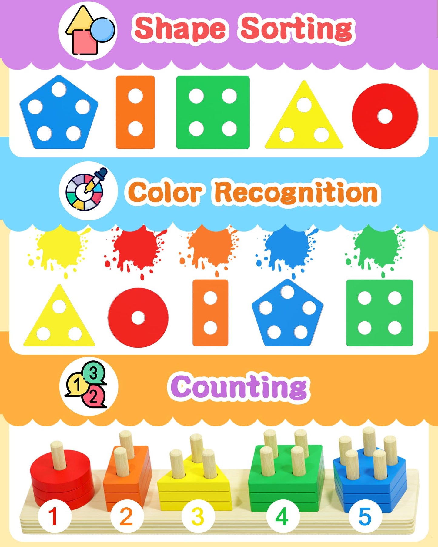 Montessori Toys For 1 2 3 Year Old Boy Girl, Toys For Ages 2-4 0-2 Toddlers Kids Baby, 1 2 Year Old Boy Girl Birthday Gifts, Woo