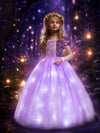 UPORPOR Light Up Purple Princess Dress Costumes for Girls Kids Toddler Halloween Christmas Birthday Party Dress Up Clothes Outfi