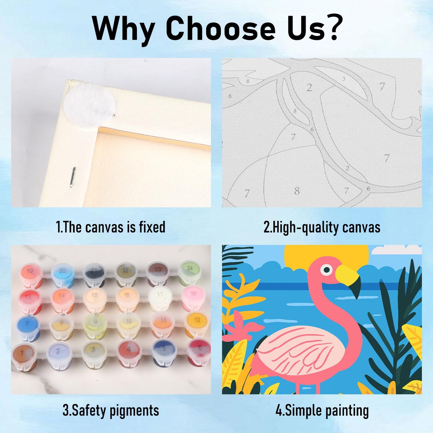 HEIBAGO 4 Pack Framed Paint by Number for Kids,Cute Animals Paint by Numbers for Beginners, Paint by Numbers kit for Kids, DIY A