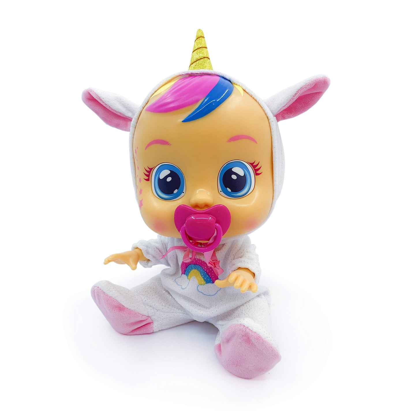Cry Babies Dreamy The Unicorn 12” Baby Doll | Shimmery Removable Rainbow Pajamas For Girls And Kids 18 Months And Up , Pink