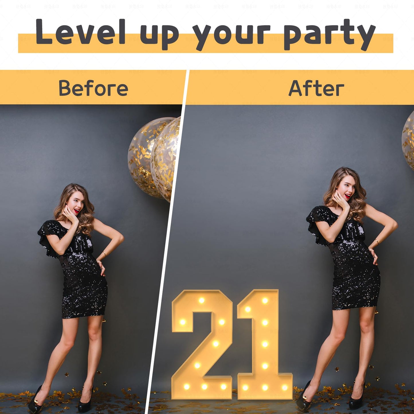 Imprsv 3Ft Marquee Numbers, Light Up Numbers For 16Th 60Th Birthday Decorations Anniversary Party Decor, Number 6 Light Up Numbe