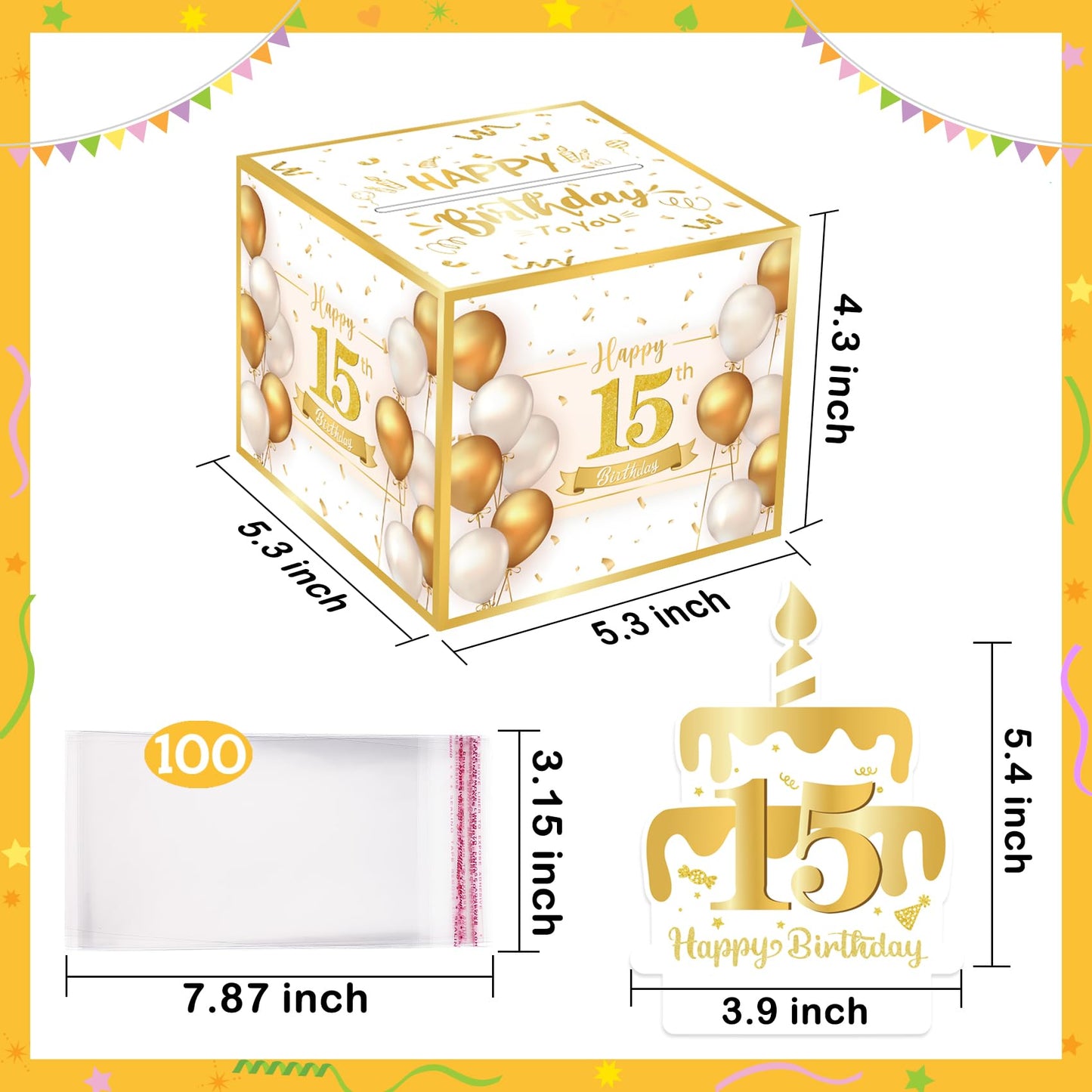 Meiidoshine 15Th Birthday Money Box For Cash Gift, Surprise Pull Out Money Gift Box With 100Pcs Transparent Bags - Fun Ways To Give Cash As A 15Th Birthday Gift For Girls Boys