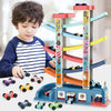 Gliding Car Toy Toddler Toys Car Ramp Toy Race Track Car Gifts Zig Zag Car Slide with 6 Ramps 8 Mini Cars- Racing Car Toys for K