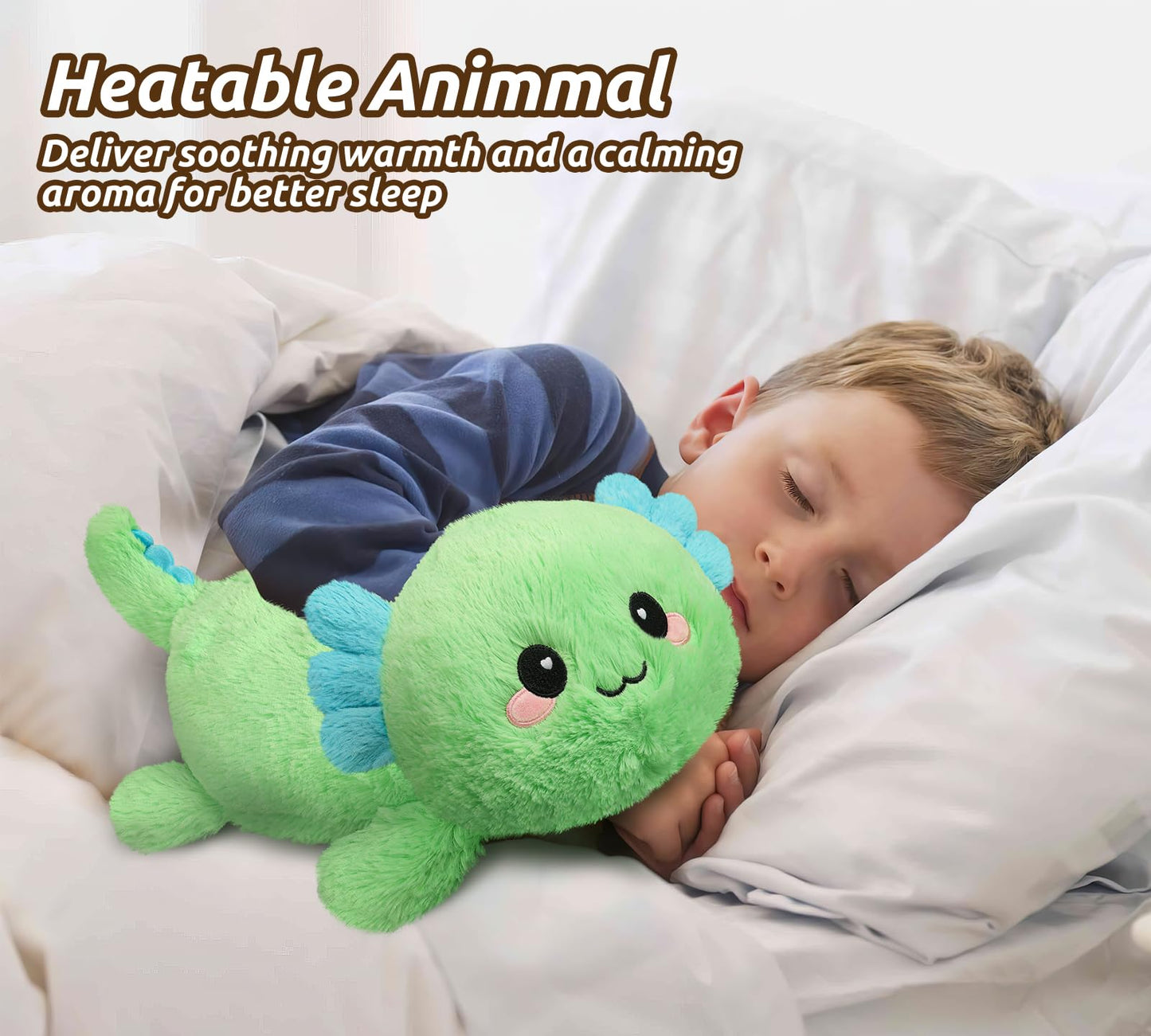 Cuckool Mint Axolotl Stuffed Animals, Microwavable Stuffed Animals Heating Pad For Cramps, Pain Stress Relief, Heatable & Coolab