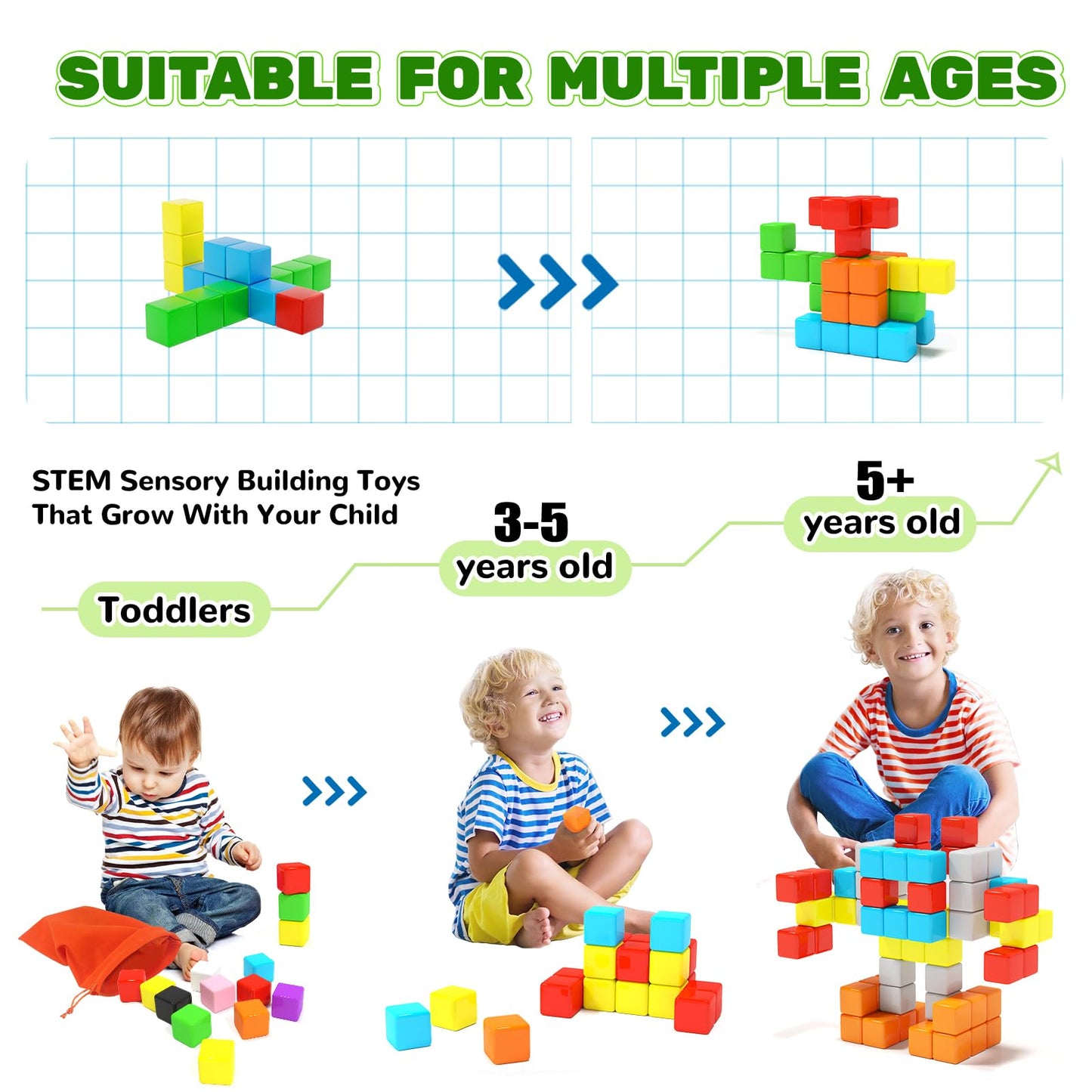 40Pcs Magnetic Blocks For Toddler Toys, Large Magnetic Cubes Building Blocks Classroom Must Haves, Stem Preschool Montessori Sensory Magnet Toys For 3 4 5 6 Year Old Boys And Girls