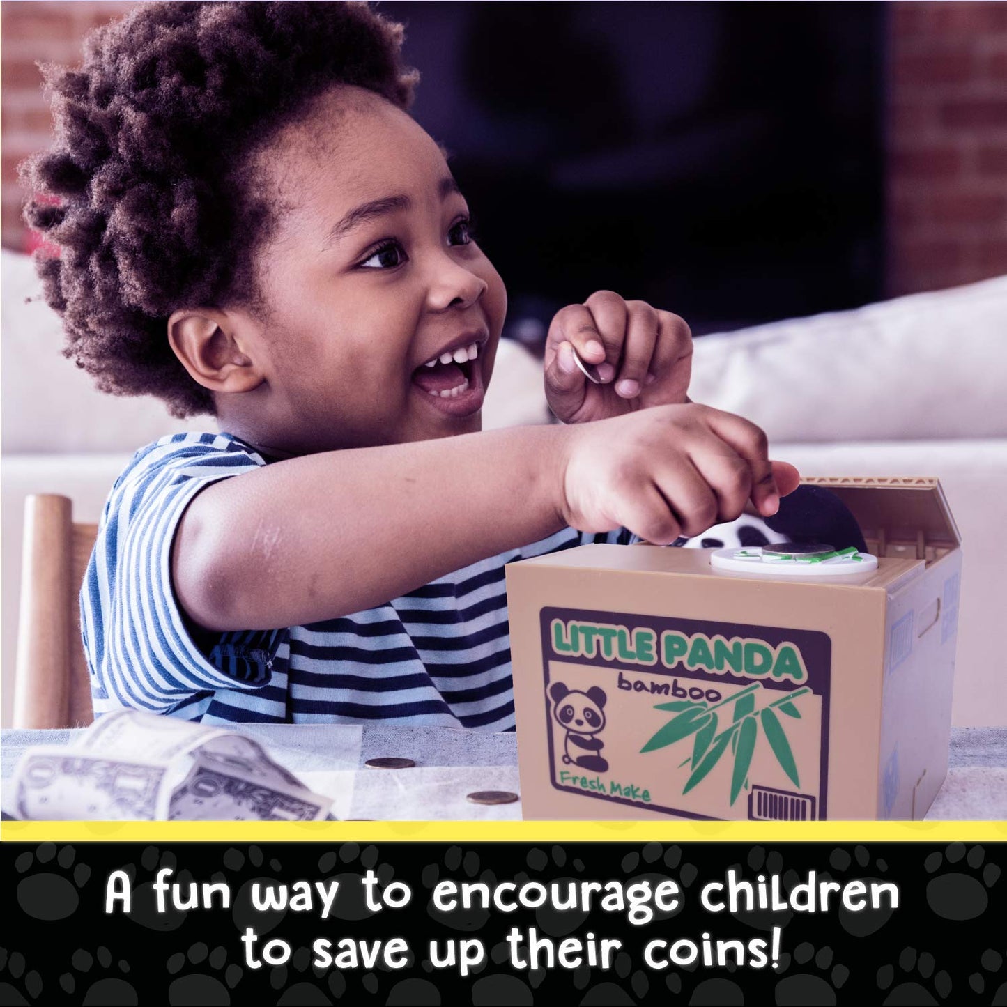 Barelove Piggy Bank For Kids, Atm Coin Cash Money Counter Saving Can, Stealing Cute Panda Electronic Smart Voice Prompt Piggy Bank Safe Locks, For Boys & Girls