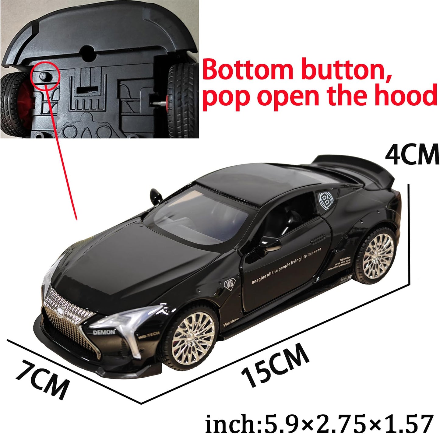 ERBADIHAGO Silver Diecast Toy Cars for Lexus LC500 with Light & Sound, Pull Back Action, Collectible Model for Boys 3+ Ages 3-8