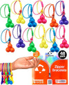 Upbrands 48 Upgraded Pop-It Zipper Bracelets For Kids, Adhd Fidget Toys, Fidgets For Kids, Anxiety Relief Fidget Toys, Kit For Halloween Trinkets, Goody Bags & Easter Eggs Hunt Fillers