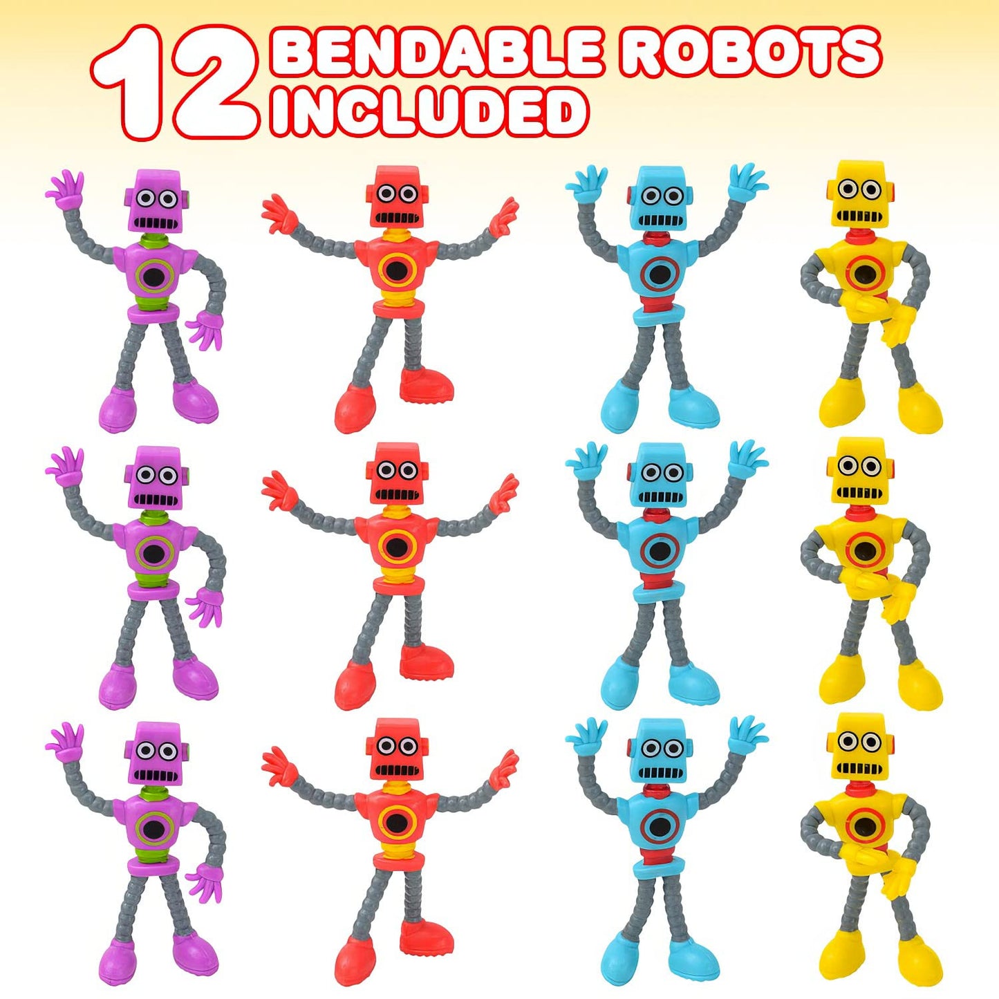 Artcreativity Bendable Robot Figures, Set Of 12 Flexible Men, Birthday Party Favors For Boys And Girls, Stress Relief Fidget Toys, Sensory Toys For Kids And Adults, Goody Bag Stuffers