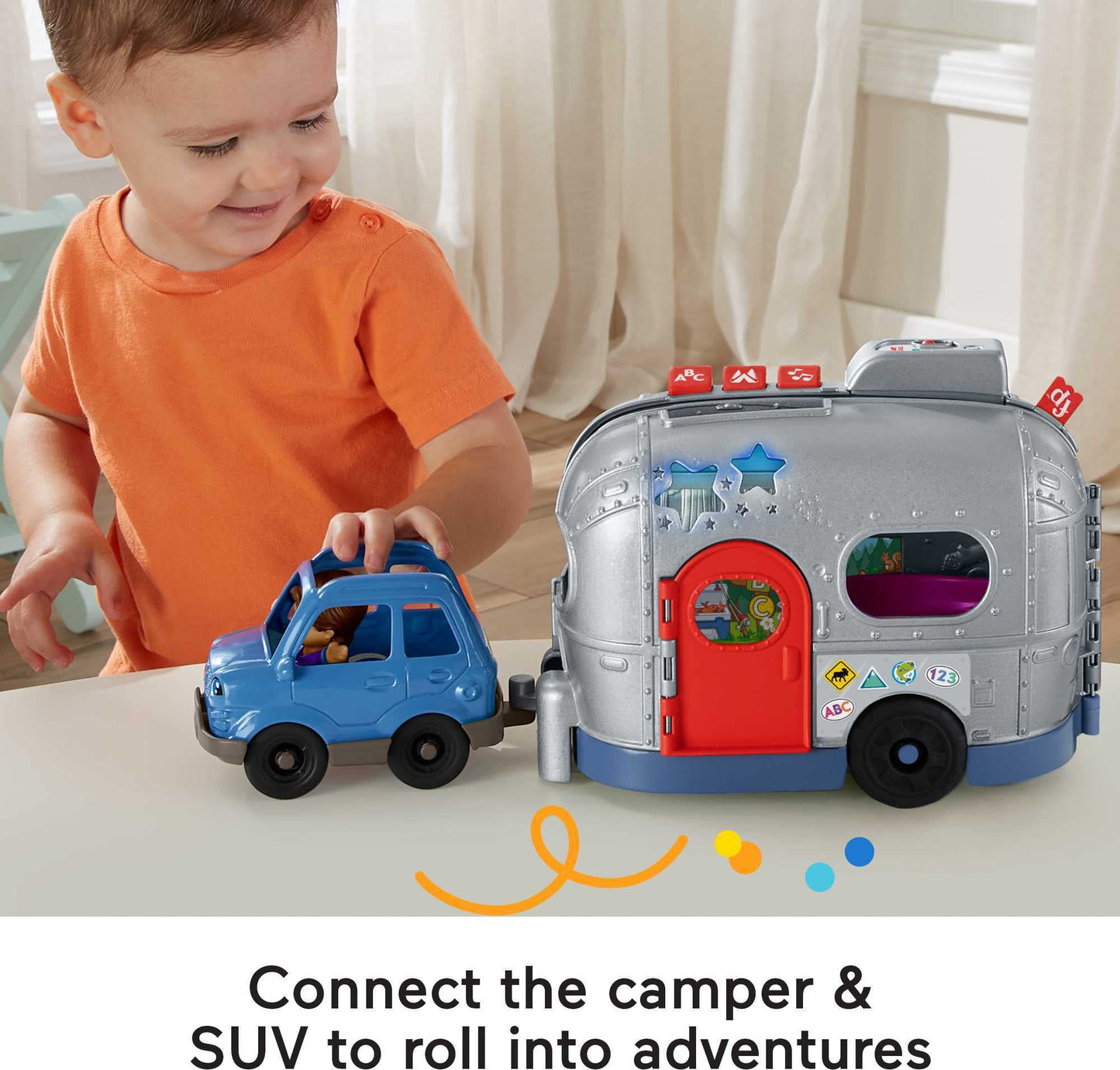 Fisher-Price Little People Toddler Toy Light-Up Learning Camper Playset With Smart Stages, Figures & Accessories For Pretend Pla