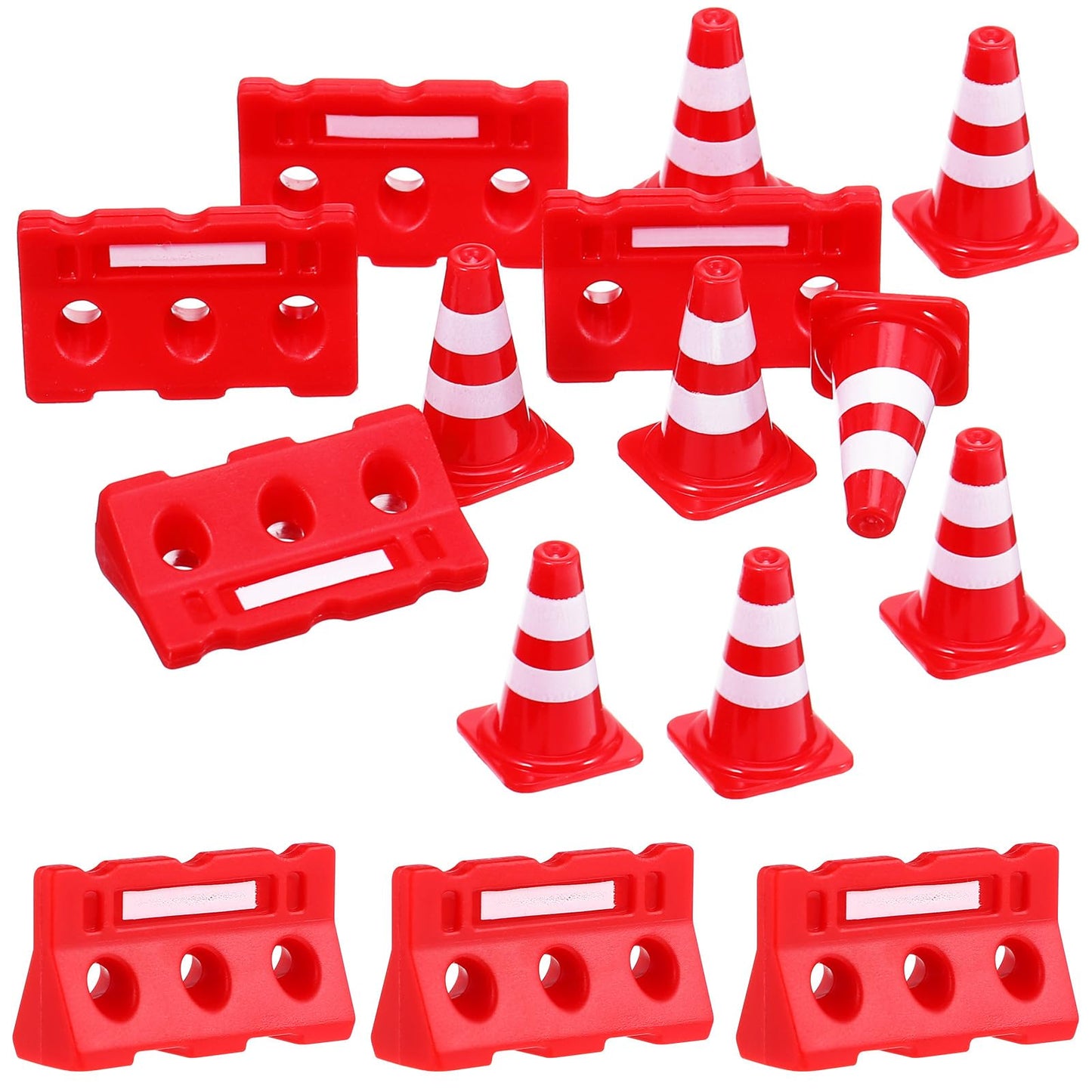 Toyandona 12pcs Construction Traffic Sign Set, Mini Traffic Cones Traffic Barricade Signs Toy Plastic Road Street Signs Toys for