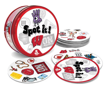 MasterPieces NCAA Wisconsin Badgers Spot It Game - Cardstock, Red, 6" x 2.875" x 5.125", Model 41811 for Kids and Family