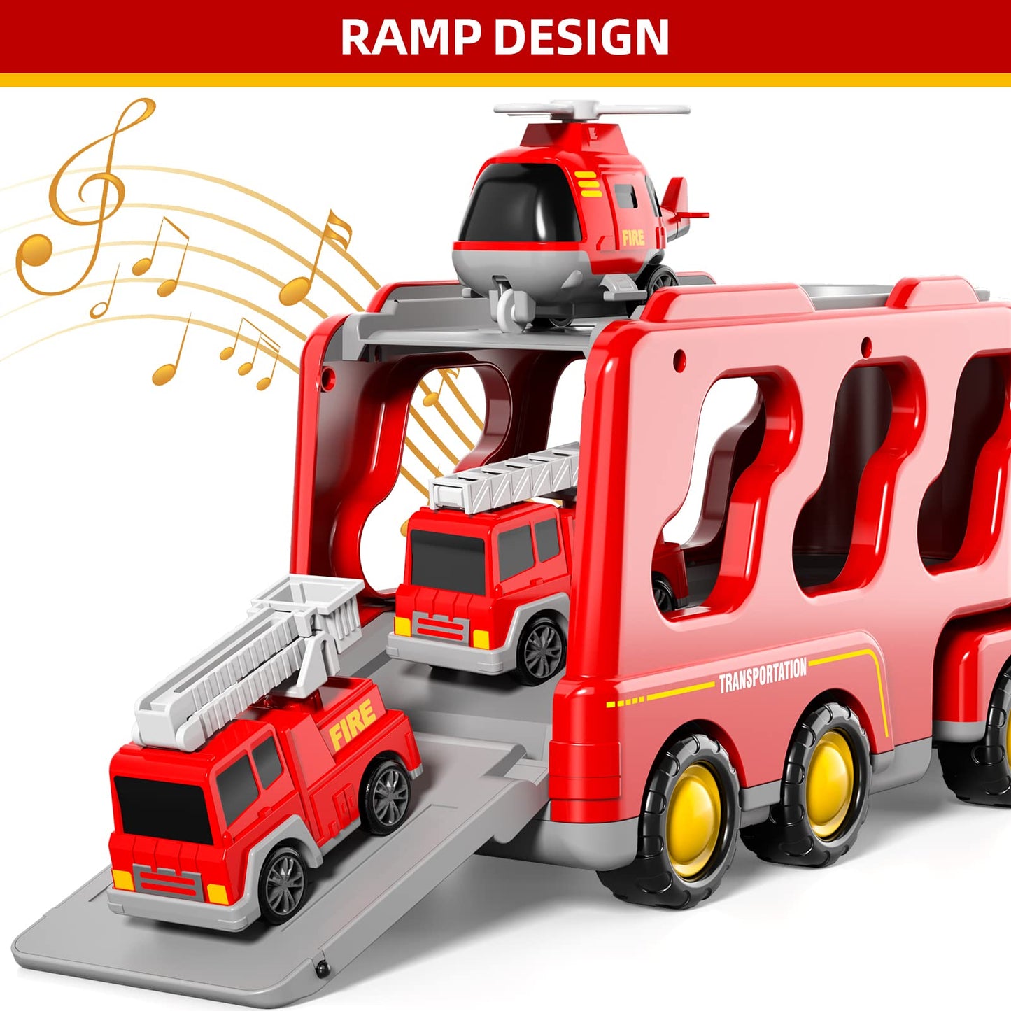 Bennol Toddler Trucks Toys For Boys Age 1-3 3-5, 5 In 1 Fire Car Truck For Girls 1 2 3 4 5 6 Years Old, Christmas Birthday Gift