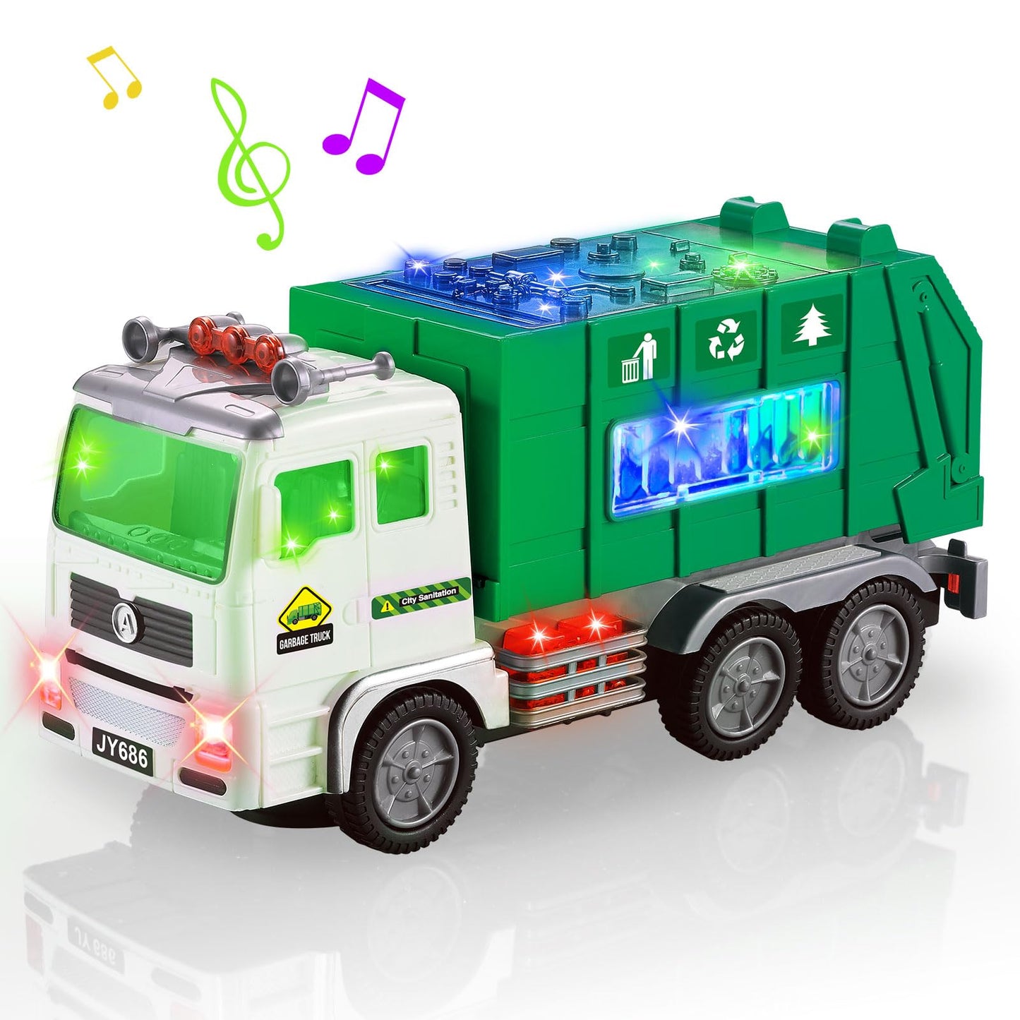 Toy Garbage Truck & Fire Truck & Container Truck Toys for Toddler 1 2 3 4 5 6 Year Christmas Birthday Gifts, Trucks Car Toys wit