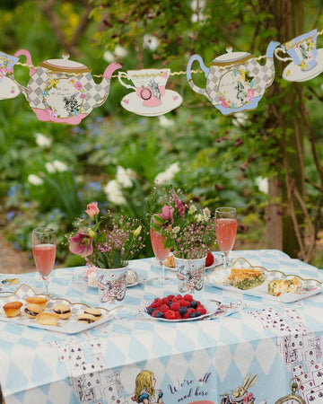 Alice in Wonderland Teapot Bunting Garland 13ft - Themed Decoration For Mad Hatter Tea Party, Birthday, Afternoon Tea, Baby Show