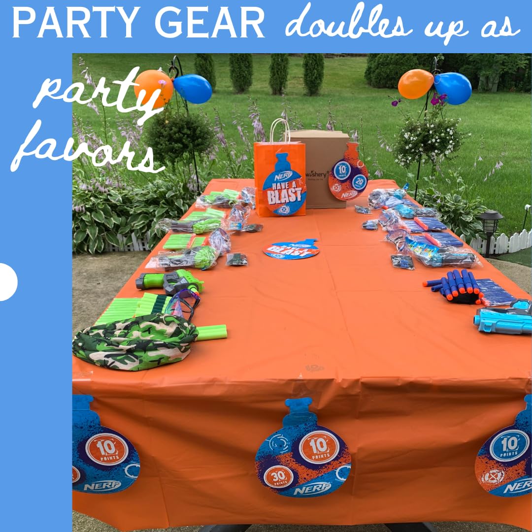 Wishery Accessories For Nerf Party Supplies, Nerf Party Favors - 16 Kids. Boys Nerf Gun War Birthday Bulk Pack. Set Of Darts, Glasses, Masks