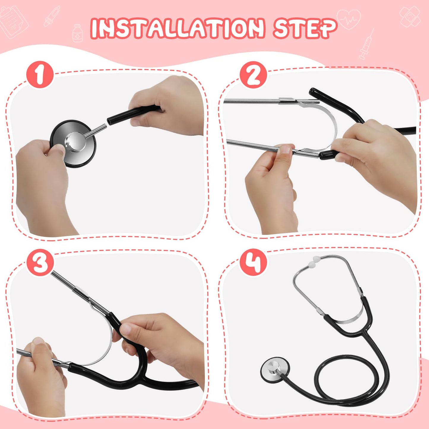 Erdogly Kids Stethoscope, Real Working Nursing Stethoscope For Kids, Doctor Game Toy For Boys, Girls Doctor Nurse Cosplay Costum