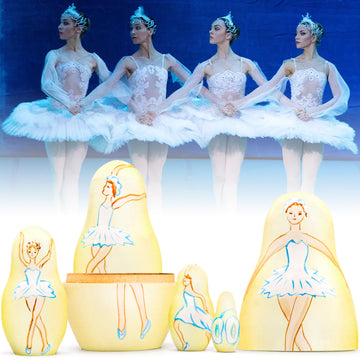 Aevvv Bolshoi Ballet Russian Nesting Dolls Set 5 Pcs - Ballerina Gifts - Matryoshka Ballerina Doll - Wooden Ballerina - Ballerin