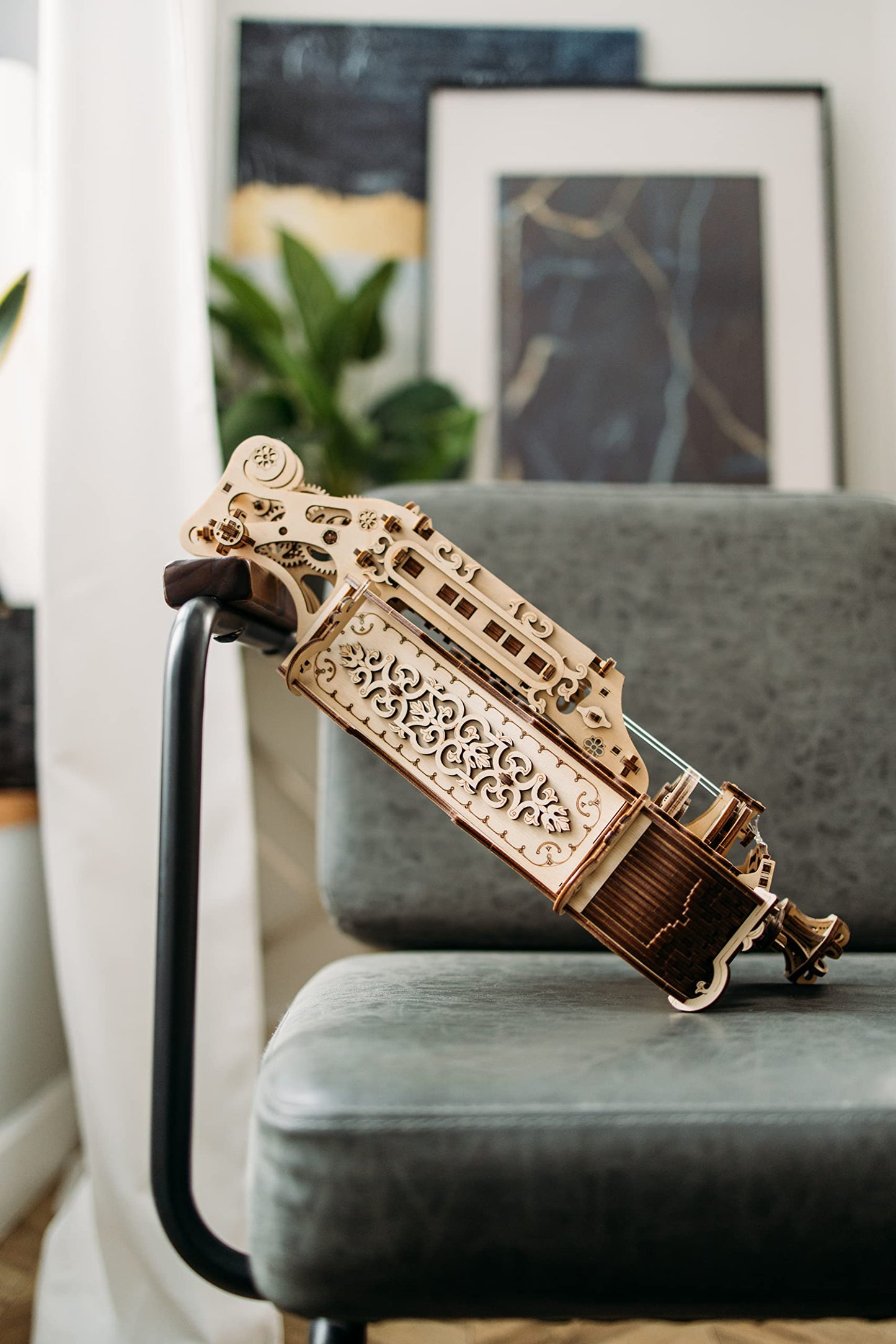 Wood Trick Lyra Da Vinci 3D Wooden Puzzle For Adults And Kids To Build - Hurdy Gurdy Kit Musical Instrument - Wood Model Kit