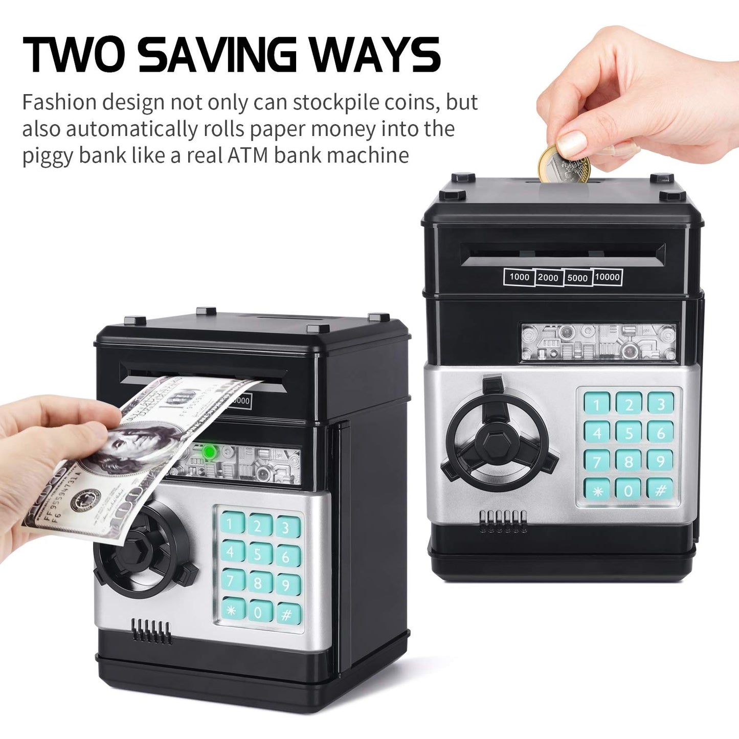 KMiKE Electronic Piggy Bank for Kids Cash Cartoon ATM Money Saver Bank for Kids with Password Great Gift Toy for Kids Children (