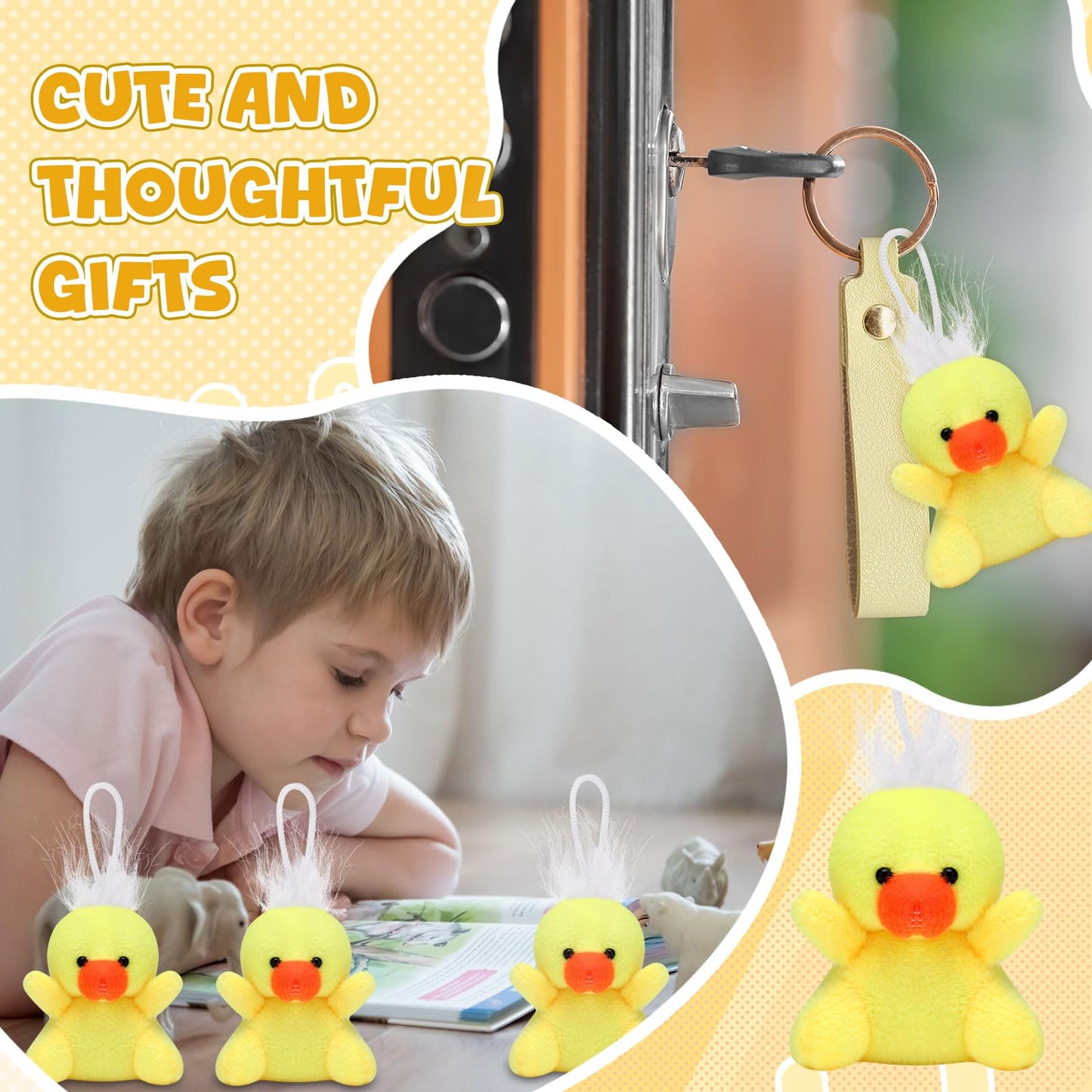 Shappy 50 Pcs Mini Animal Plush Toys Small Stuffed Animals Bulk Cute Tiny Plushies Keychains For Gift Party Carnival Prize(Duck)