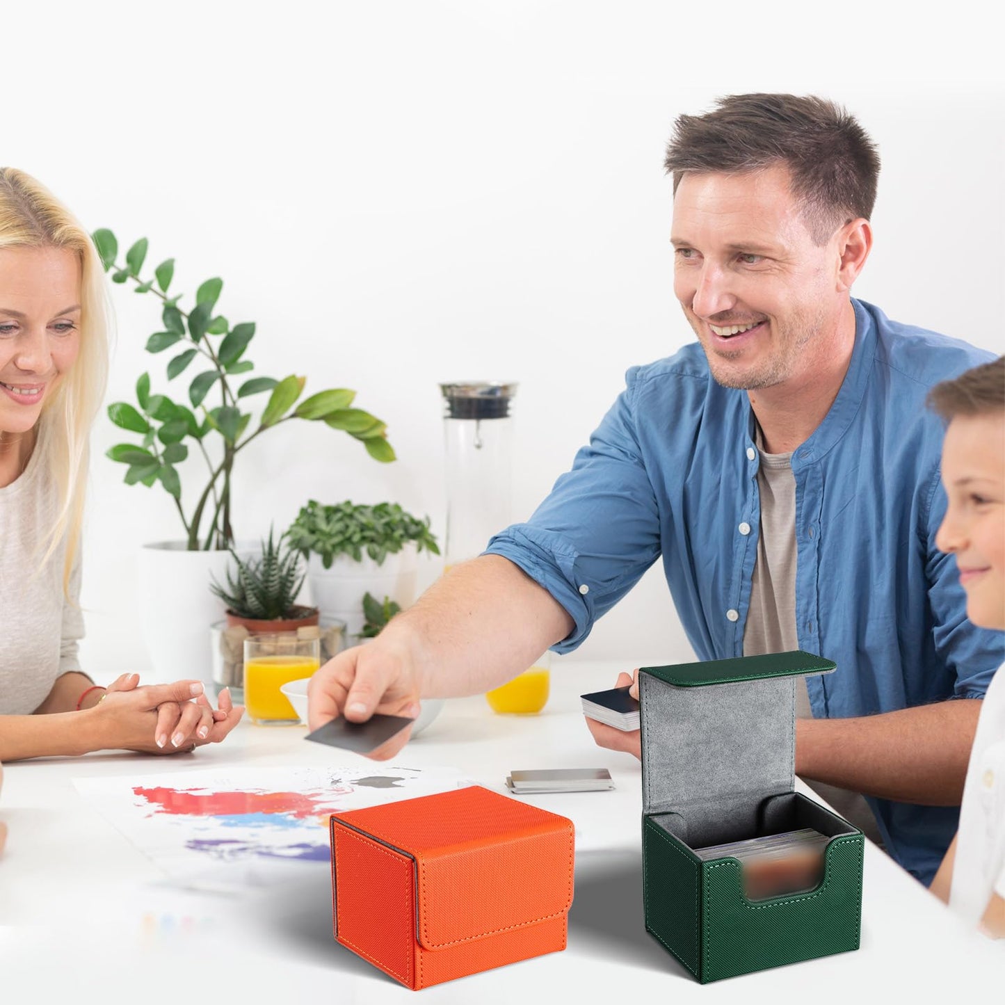 Vicenpal 8 Pack Card Deck Case Bulk, Sleeved Leather Card Boxes, Magnetic Card Game Box with Sleeves for 100 Plus Playing Cards